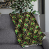 Gold en green Art Deco-patroon op zwart Fleece Deken