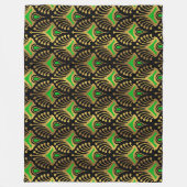 Gold en green Art Deco-patroon op zwart Fleece Deken (Voorkant)