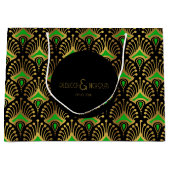 Gold en green Art Deco-patroon op zwart Groot Cadeauzakje (Voorkant)