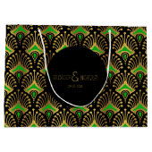 Gold en green Art Deco-patroon op zwart Groot Cadeauzakje (Achterkant)