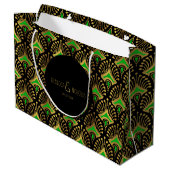 Gold en green Art Deco-patroon op zwart Groot Cadeauzakje (Achterkant Gekanteld)