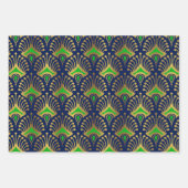 Gold en green Art Deco-patroon op zwart Inpakpapier Vel (Voorkant 3)