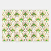 Gold en green Art Deco-patroon op zwart Inpakpapier Vel (Voorkant 2)