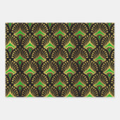 Gold en green Art Deco-patroon op zwart Inpakpapier Vel (Voorkant)