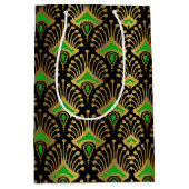 Gold en green Art Deco-patroon op zwart Medium Cadeauzakje (Voorkant)