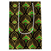 Gold en green Art Deco-patroon op zwart Medium Cadeauzakje (Achterkant)