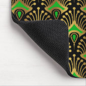 Gold en Green Art Deco patroon op zwart Muismat (Hoek)