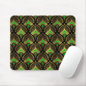 Gold en Green Art Deco patroon op zwart Muismat (Met muis)