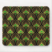 Gold en Green Art Deco patroon op zwart Muismat (Voorkant)