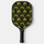 Gold en green Art Deco-patroon op zwart Pickleball Paddle (Achterkant)