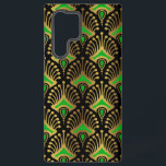 Gold en green Art Deco-patroon op zwart Samsung Galaxy Hoesje<br><div class="desc">Goud en groen Art Deco-patroon boven een zwarte achtergrond.</div>
