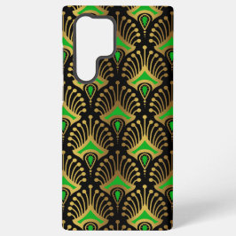 Gold en green Art Deco-patroon op zwart Samsung Galaxy Hoesje