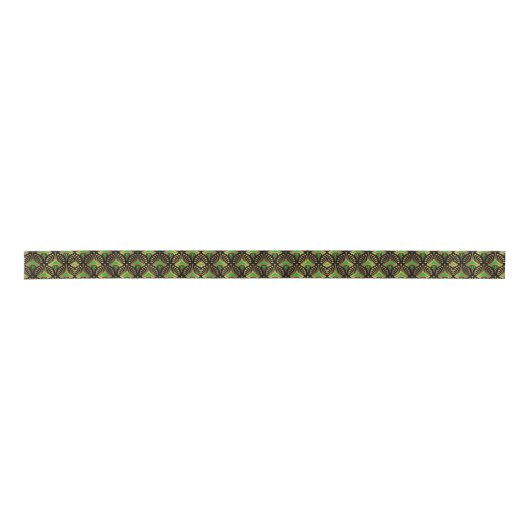 Gold en green Art Deco-patroon op zwart Satijnen Lint (Voorkant)