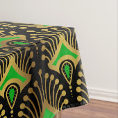Gold en green Art Deco-patroon op zwart Tafelkleed (Voorbeeld)