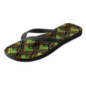 Gold en Green Art Deco patroon op zwart Teenslippers (Schuin)