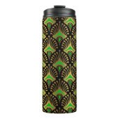 Gold en green Art Deco-patroon op zwart Thermosbeker (Voorkant)