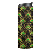 Gold en green Art Deco-patroon op zwart Thermosbeker (Gedraaid links)