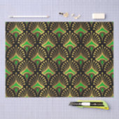 Gold en green Art Deco-patroon op zwart Tissuepapier (Craft)