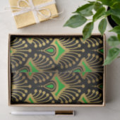 Gold en green Art Deco-patroon op zwart Tissuepapier (Geschenk)