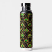 Gold en green Art Deco-patroon op zwart Waterfles (Links)