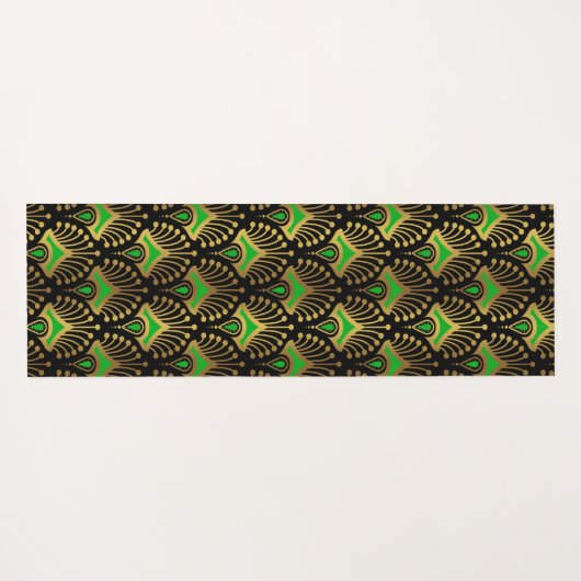 Gold en green Art Deco-patroon op zwart Yogamat (Achterkant (horizontaal))