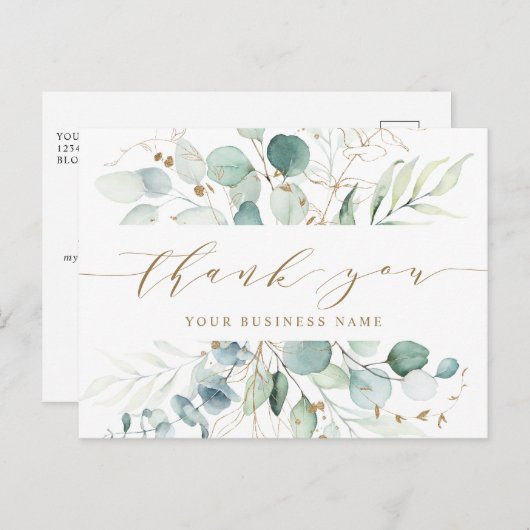Gold en Green Botanical Business Hartelijk dank Briefkaart (Voorkant / Achterkant)