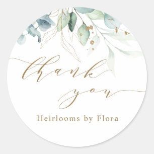 Gold en Green Botanical Business Hartelijk dank Ronde Sticker