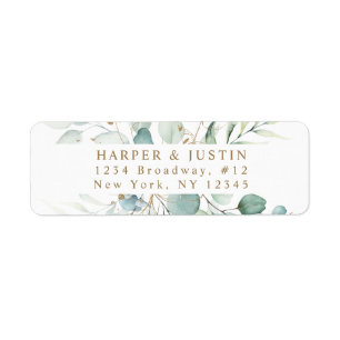 Gold en Green Botanical Return-adres Etiket
