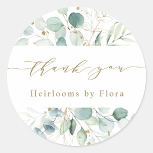 Gold en Green Botanical Small Business Hartelijk d Ronde Sticker