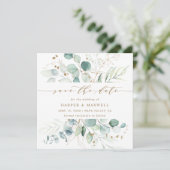 Gold en Green Botanical Weddenfoto Save the Da Save The Date (Staand voorkant)
