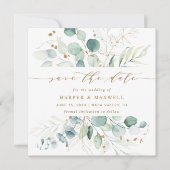 Gold en Green Botanical Weddenfoto Save the Da Save The Date (Voorkant)