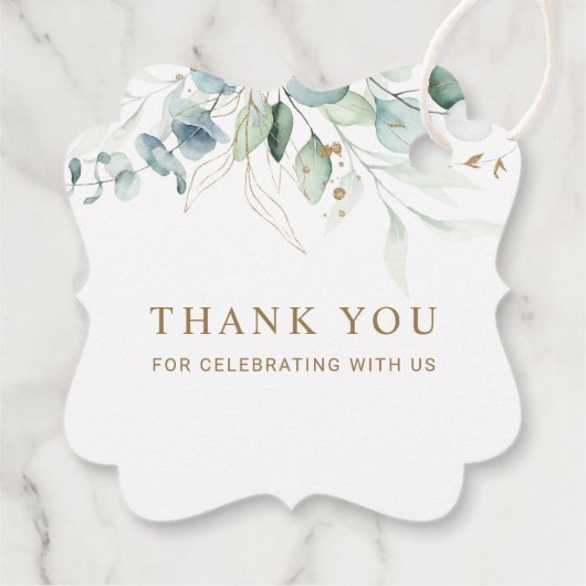 Gold en Green Botanical Weddenschap Hartelijk dank Bedankjes Labels (Achterkant)
