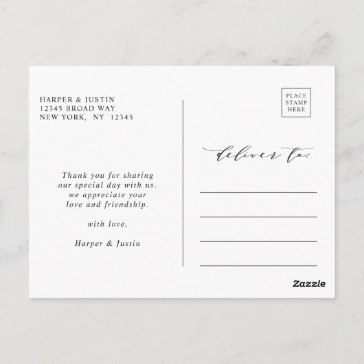 Gold en Green Botanical Weddenschap Hartelijk dank Briefkaart (Achterkant)