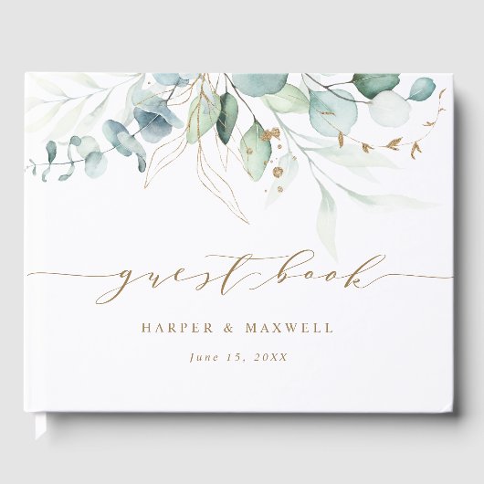Gold en Green Botanical Wedding Gastenboek (Voorkant)
