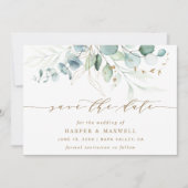 Gold en Green Botanical Wedding Save The Date (Voorkant)