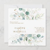 Gold en Green Botanical Wedding Square Invitation Kaart (Voorkant)