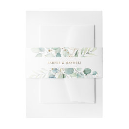 Gold en Green Botanical Wedding Uitnodigingen Wikkel