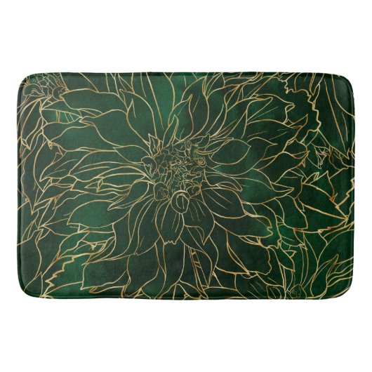 Gold en Green Dahlia Flower Badmat (Voorkant)