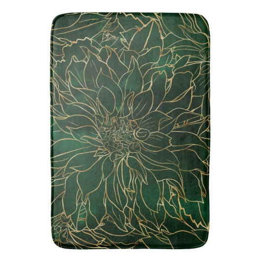 Gold en Green Dahlia Flower Badmat (Voorkant Verticaal)