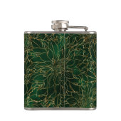 Gold en Green Dahlia Flower Heupfles (Achterkant)