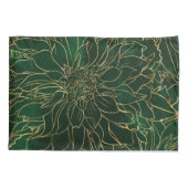 Gold en Green Dahlia Flower Kussensloop (Achterkant)