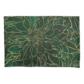 Gold en Green Dahlia Flower Kussensloop (Voorkant)
