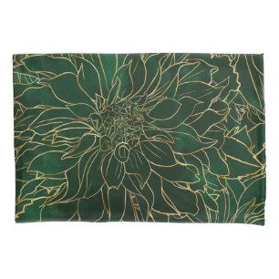 Gold en Green Dahlia Flower Kussensloop