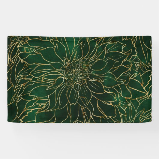 Gold en Green Dahlia Flower Spandoek (Horizontaal)