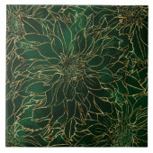 Gold en Green Dahlia Flower Tegeltje (Voorkant)
