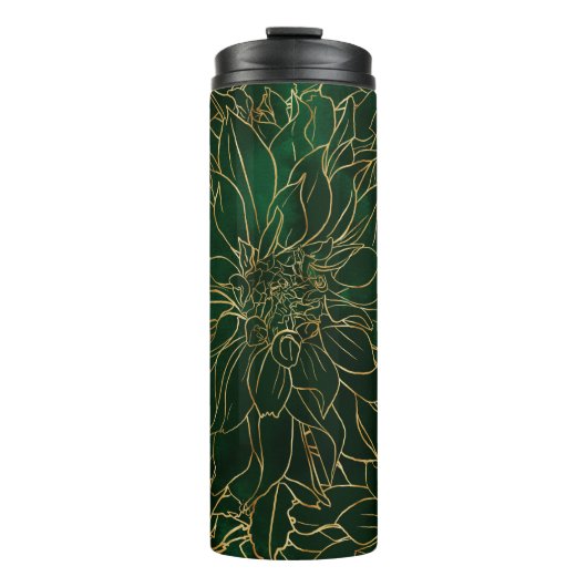Gold en Green Dahlia Flower Thermosbeker (Voorkant)