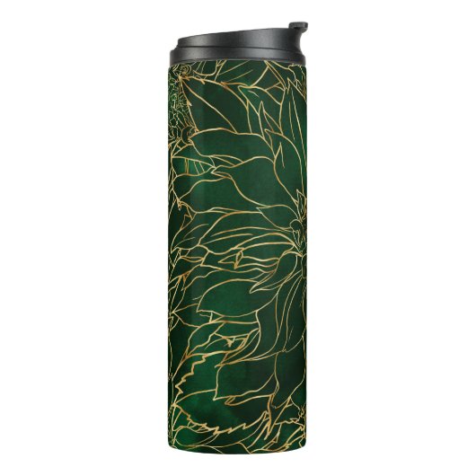 Gold en Green Dahlia Flower Thermosbeker (Gedraaid links)