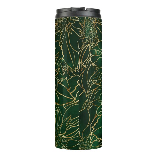 Gold en Green Dahlia Flower Thermosbeker (Achterkant)