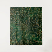 Gold en Green Dahlia Flower Wandkleed (Voorkant)