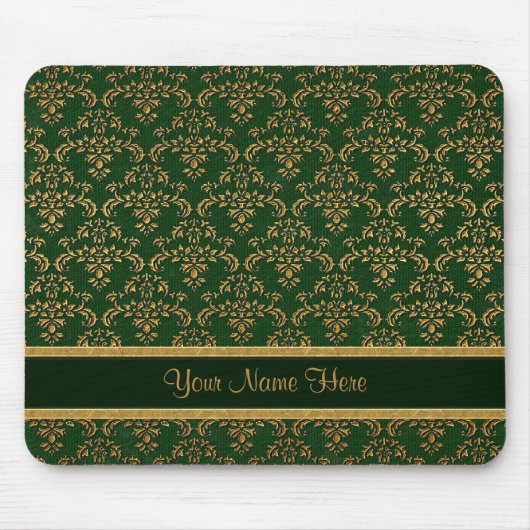 Gold en Green Damask Muismat (Voorkant)